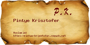 Pintye Krisztofer névjegykártya